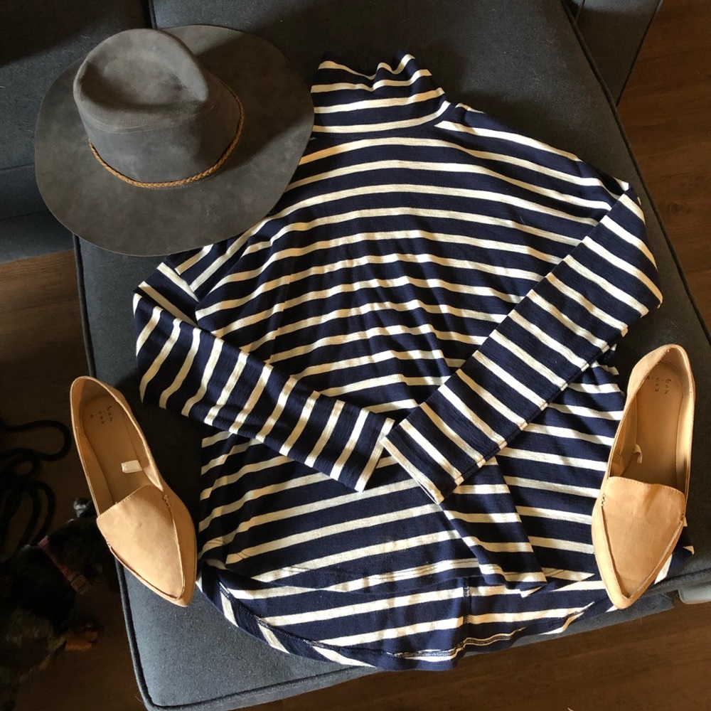 Blue striped swing turtleneck